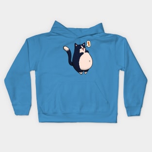 Black and White Chonky Cat Kids Hoodie